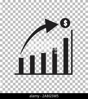Icona grafico in un elegante stile piatto isolato su sfondo trasparente. Grafico simbolo bar per il vostro web site design, logo, app, UI. crescente bar segno grafico Illustrazione Vettoriale