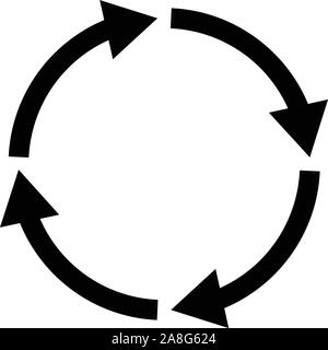 Simbolo di processo su sfondo bianco. Quattro fase ciclo segno di freccia. tipo piatto. icona ciclo per il vostro web site design, logo, app, UI. freccia simbolo del ciclo. Illustrazione Vettoriale