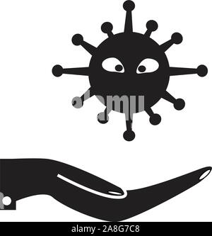 Infezione da virus icona su sfondo bianco in stile appartamento. mappa icona pin per il vostro web site design, logo, app, UI. microbe segno. batterio simbolo. virus in h Illustrazione Vettoriale