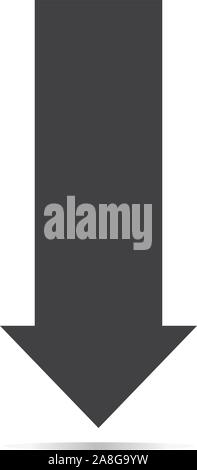 Freccia giù con icona ombra su sfondo bianco. Stile piatto. Icona freccia giù per il tuo sito web design, logo, app, UI. Simbolo freccia. Illustrazione Vettoriale