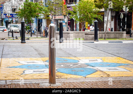 Georgetown Penang - 25 Aprile 2019 : Arte di strada nella città circondata da edifici coloniali. Foto Stock