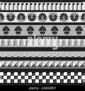 Il Greco antico frontiere senza giunture telai pattern impostato Illustrazione Vettoriale