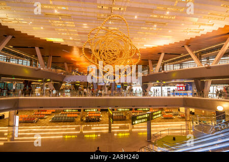 Hall, hamad aeroporto internazionale di Doha, in Qatar Foto Stock