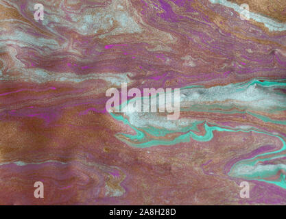 Colorato dipinto astratto dello sfondo. Marmorizzazione liquido sullo sfondo di vernice. La pittura di fluido texture astratta. Intensivo di coloratissimo mix di acrilico vibrante co Foto Stock