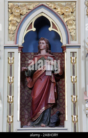 San Giovanni Evangelista sul pulpito della chiesa di San Matteo in Stitar, Croazia Foto Stock