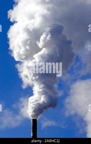 Rauchender Schlot, Kraftwerk, Schadstoffausstoss, Foto Stock