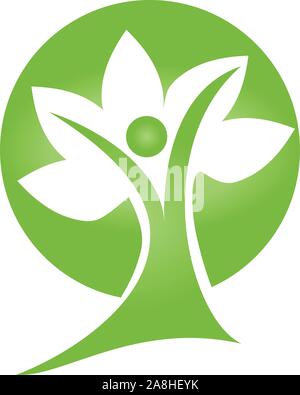 Persona, foglie, impianto, naturopata, wellness, Logo Illustrazione Vettoriale