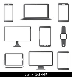 Dispositivi elettronici Vector Icon Set. Illustrazione Vettoriale