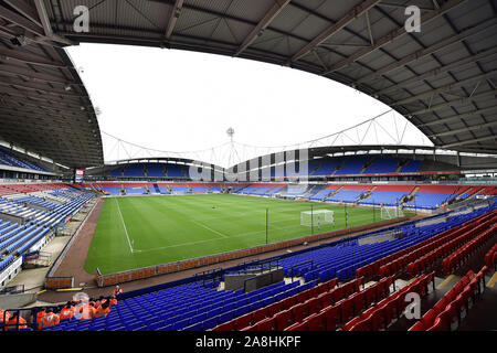 Bolton, Regno Unito. 09Nov, 2019. BOLTON INGHILTERRA - Novembre 9th vista generale della Macron Stadium prima della FA Cup match tra Bolton Wanderers e la Plymouth Argyle al Reebok Stadium, Bolton sabato 9 novembre 2019. (Credit: Eddie Garvey | MI News) La fotografia può essere utilizzata solo per il giornale e/o rivista scopi editoriali, è richiesta una licenza per uso commerciale Credito: MI News & Sport /Alamy Live News Foto Stock