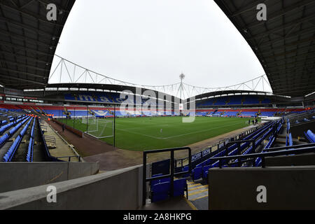 Bolton, Regno Unito. 09Nov, 2019. BOLTON INGHILTERRA - Novembre 9th vista generale della Macron Stadium prima della FA Cup match tra Bolton Wanderers e la Plymouth Argyle al Reebok Stadium, Bolton sabato 9 novembre 2019. (Credit: Eddie Garvey | MI News) La fotografia può essere utilizzata solo per il giornale e/o rivista scopi editoriali, è richiesta una licenza per uso commerciale Credito: MI News & Sport /Alamy Live News Foto Stock