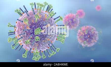 Medical 3d illustrazione che mostra l'influenza o il virus influenzali Foto Stock