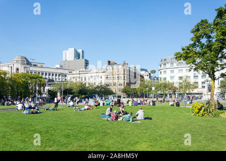 Piccadilly Gardens nel centro della città, Manchester, Greater Manchester, Inghilterra, Regno Unito Foto Stock
