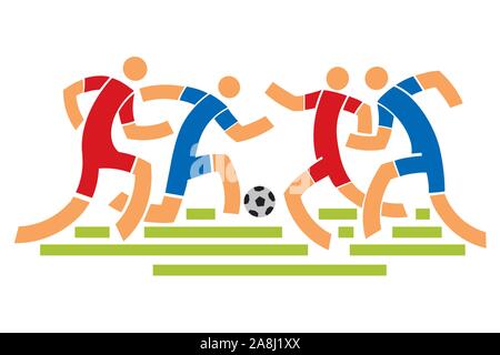 Quattro giocatori di calcio. Abstract illustrazione stilizzata. Vettore disponibile. Illustrazione Vettoriale