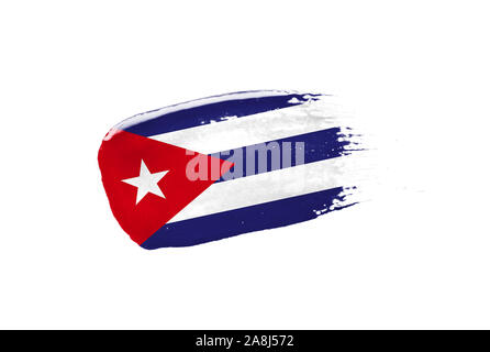 Dipinta a pennello bandiera di Cuba. Mano stile disegnato Foto Stock