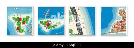 Top Visualizza set di paradiso l'isola da paesaggi marini Illustrazione Vettoriale