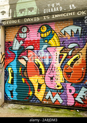 George Davis è innocente e altre estremità est Graffiti, Shoreditch Londra, Regno Unito, novembre 2019 Foto Stock