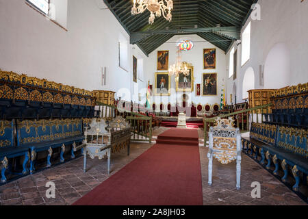 La sala dell'indipendenza o Salón de la Independencia nella Casa de la Libertad o casa di libertà nel quartiere storico di Sucre, Bolivia Foto Stock