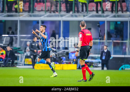 Milano, Italia. November 9, 2019, Milano, Italia: matias vecino, fc internazionale)durante Inter vs Hellas Verona, italiano di calcio di Serie A del campionato Gli uomini in Milano, Italia, Novembre 09 2019 - LPS/Fabrizio Carabelli Credito: Fabrizio Carabelli/LP/ZUMA filo/Alamy Live News Foto Stock