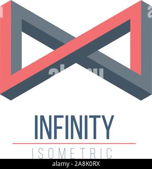 Logo Infinity 3D simbolo geometrico, illusione ottica forma , elementi di sovrapposizione. Stock illustrazione vettoriale isolati su sfondo bianco. Illustrazione Vettoriale