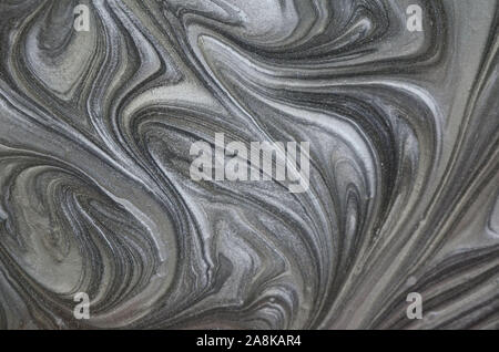 Marmo Nero texture inchiostro acrilico onde dipinta sullo sfondo di texture. Foto Stock