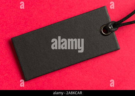 Blank black label tag Foto Stock