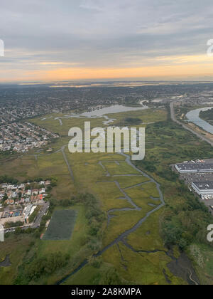 ⁨Aerial John F. Kennedy International Airport⁩, ⁨Long Island⁩, ⁨Jamaica⁩, ⁨New York⁩, ⁨United States⁩ Foto Stock