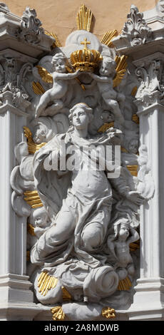 Vergine Maria, casa del falco, il miglior stile Rococò edificio in Wurzburg, Germania Foto Stock