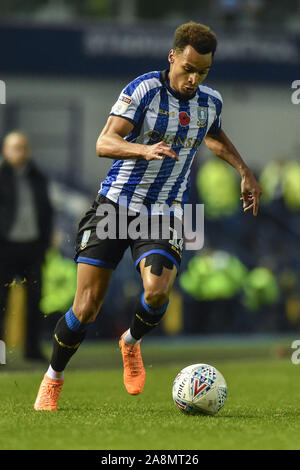 9 novembre 2019, Hillsborough, Sheffield, Inghilterra; Sky scommessa campionato, Sheffield Mercoledì v Swansea City : Giacobbe Murphy (14) di Sheffield mercoledì sulla sfera. Credito: Dean Williams/news immagini Foto Stock