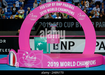 Perth, Australia. Decimo Nov, 2019. 10 novembre 2019; RAC Arena, Perth, Australia occidentale, Australia; Fed Cup by BNP Paribas Tennis finale, Australia contro la Francia; la Fed Cup Credit: Azione Plus immagini di sport/Alamy Live News Foto Stock