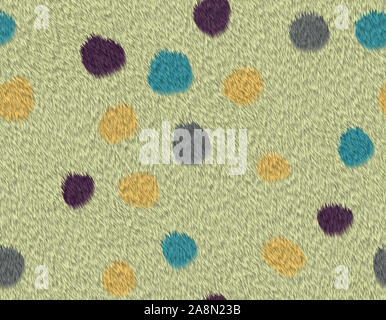 Di beige chiaro cheetah pelliccia con blu, viola, grigio e giallo forma rotonda spot Foto Stock