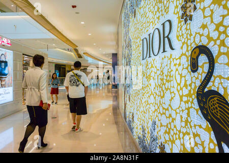 Shanghai, Cina, persone all'interno, ricco negozio di lusso, shopping cinese nel moderno centro commerciale, Heng Long Plaza, Christian Dior negozi fronts, urban walking, pubblicità internazionale e negozio, edificio moderno interno, Prestige consumer, negozio Foto Stock