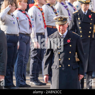 Londra, UK 10 Novembre 2019. Ricordo domenica presso il Cenotafio, Whitehall, Londra S.A.R. Carlo Principe di Galles Credit Ian DavidsonAlamy Live News Foto Stock