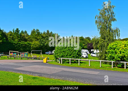 Una vista dell'idilliaca atmosfera rurale del Caravan & Motor Home Club sito a Hanley Swan, noto come 'Malvern Hills". Foto Stock