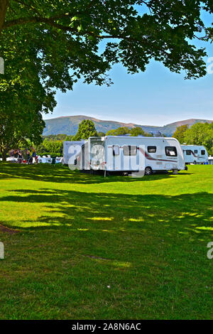 Una vista dell'idilliaca atmosfera rurale del Caravan & Motor Home Club sito a Hanley Swan, noto come 'Malvern Hills". Foto Stock