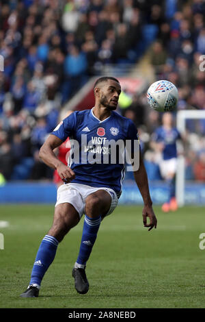 Cardiff, Regno Unito. Decimo Nov, 2019. Curtis Nelson di Cardiff City durante il cielo EFL scommessa match del campionato tra Cardiff City e la città di Bristol al Cardiff City Stadium di Cardiff, Galles il 10 novembre 2019. Foto di Dave Peters. Solo uso editoriale, è richiesta una licenza per uso commerciale. Nessun uso in scommesse, giochi o un singolo giocatore/club/league pubblicazioni. Credit: UK Sports Pics Ltd/Alamy Live News Foto Stock