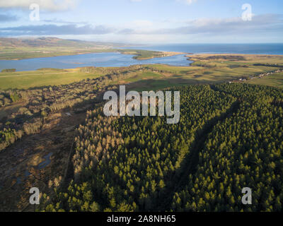 Vista Aerea della Foresta Skelbo Sutherland Scotland Regno Unito Foto Stock