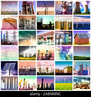 Un collage di piante per la produzione di energia e chimica Foto Stock