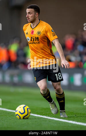 Wolverhampton, Regno Unito. Il 10 novembre 2019. Diogo Jota di Wolverhampton Wanderers durante il match di Premier League tra Wolverhampton Wanderers e Aston Villa al Molineux, Wolverhampton domenica 10 novembre 2019. (Credit: Alan Hayward | MI News) La fotografia può essere utilizzata solo per il giornale e/o rivista scopi editoriali, è richiesta una licenza per uso commerciale Credito: MI News & Sport /Alamy Live News Foto Stock