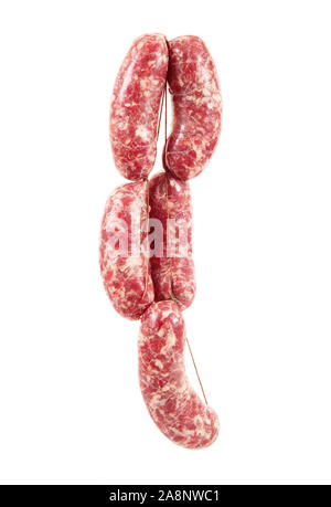 Italiano salsiccia fresca su sfondo bianco Foto Stock