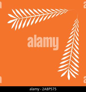 Piazza Orange frame con un semplice modello di bianco in forma di foglie bianche. Illustrazione Vettoriale