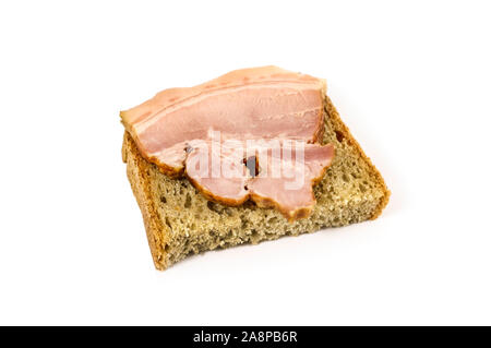 Panino con carne di maiale petto isolati su sfondo bianco Foto Stock