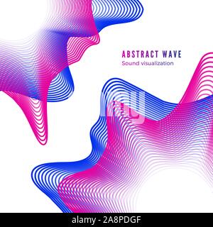 Abstract di musica di colore della copertina dell'album. Audio digitale visualizzazione onda. Equalizzatore audio isolati su sfondo bianco. Vettore Illustrazione Vettoriale
