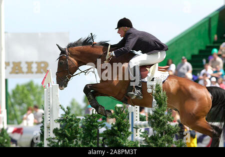 La Nazionale di abete, prati, giugno 2001, Joe Fargis (USA) riding Edgar, Akita Cup di perforazione Foto Stock