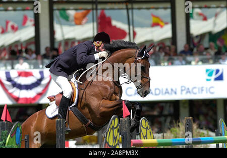 La Nazionale di abete, prati, giugno 2001, Joe Fargis (USA) riding Edgar, Akita Cup di perforazione Foto Stock