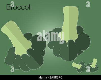 Broccoli verdi lo schizzo di organici naturali di origine vegetale. Colorata illustrazione vettoriale può utilizzare per la promozione, la pubblicità con il testo; per la loro agricoltura Illustrazione Vettoriale