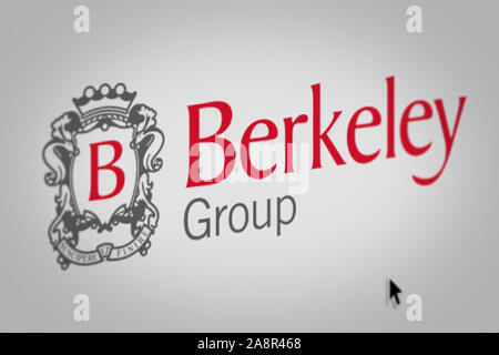 Logo della società pubblica Berkeley Group Holdings visualizzata sullo schermo di un computer in close-up. Credito: PIXDUCE Foto Stock