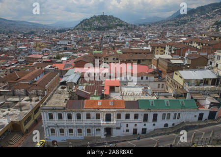 Viste sul centro storico della città di Quito, Ecuador Foto Stock