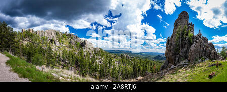 Viste Speactacular lungo gli aghi autostrada a Custer State Park in Black Hills del Sud Dakota. Foto Stock