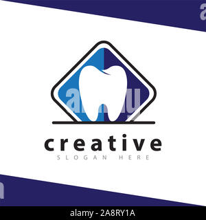 Dental con placca quadrata icona logo template vettoriale Foto Stock