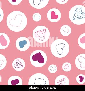 Bubble Cuori Cuori galleggianti in bolle, vettore non direzionale schema di ripetizione Valentines Doodle Illustrazione Vettoriale